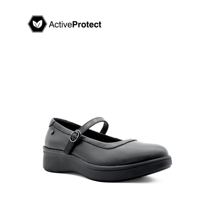 Sana Wedge Mary Jane Women's Shoes - Black Leather Hush Puppies Philippines