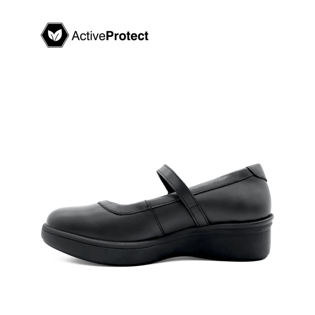 Sana Wedge Mary Jane Women's Shoes - Black Leather