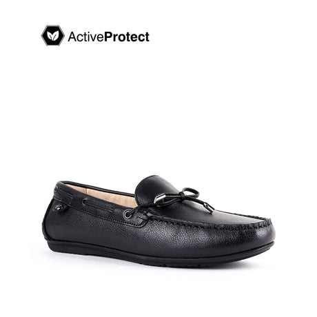 Fen Slip On Bow Women's Shoes - Black Leather