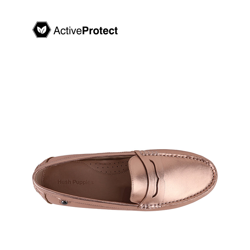 Fen Slip On Penny Women's Shoes - Rose Gold Leather