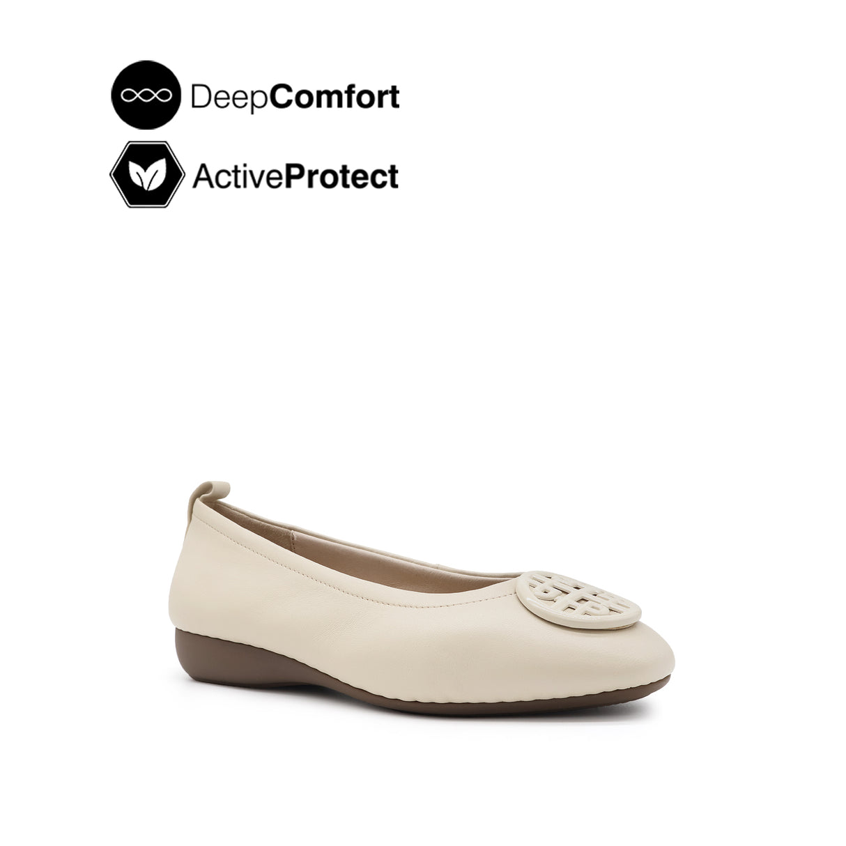 Gemma Medallion Women's Shoes - Cream Leather