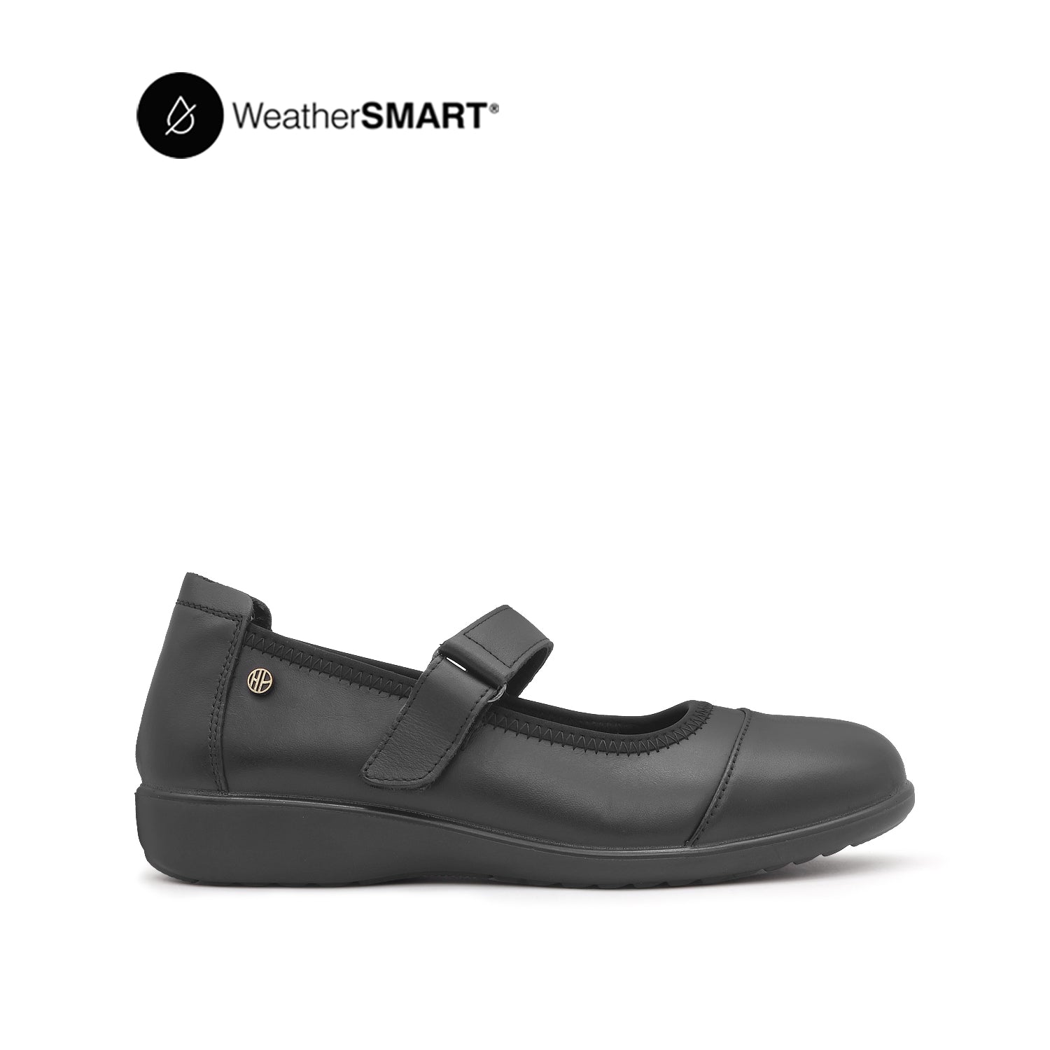 Nadia Mary Jane Toe Cap Women's Shoes - Black Leather Waterproof