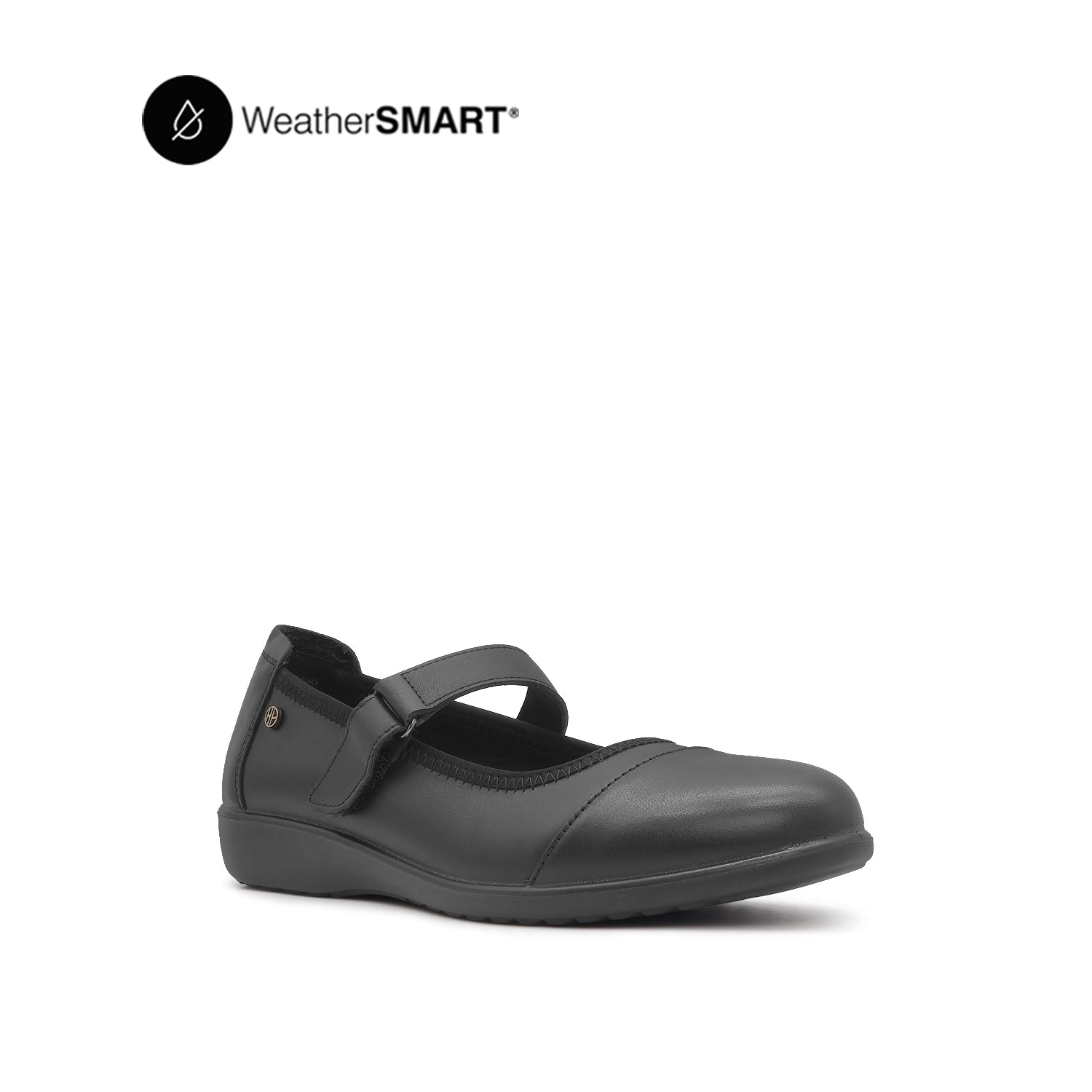 Nadia Mary Jane Toe Cap Women's Shoes - Black Leather Waterproof