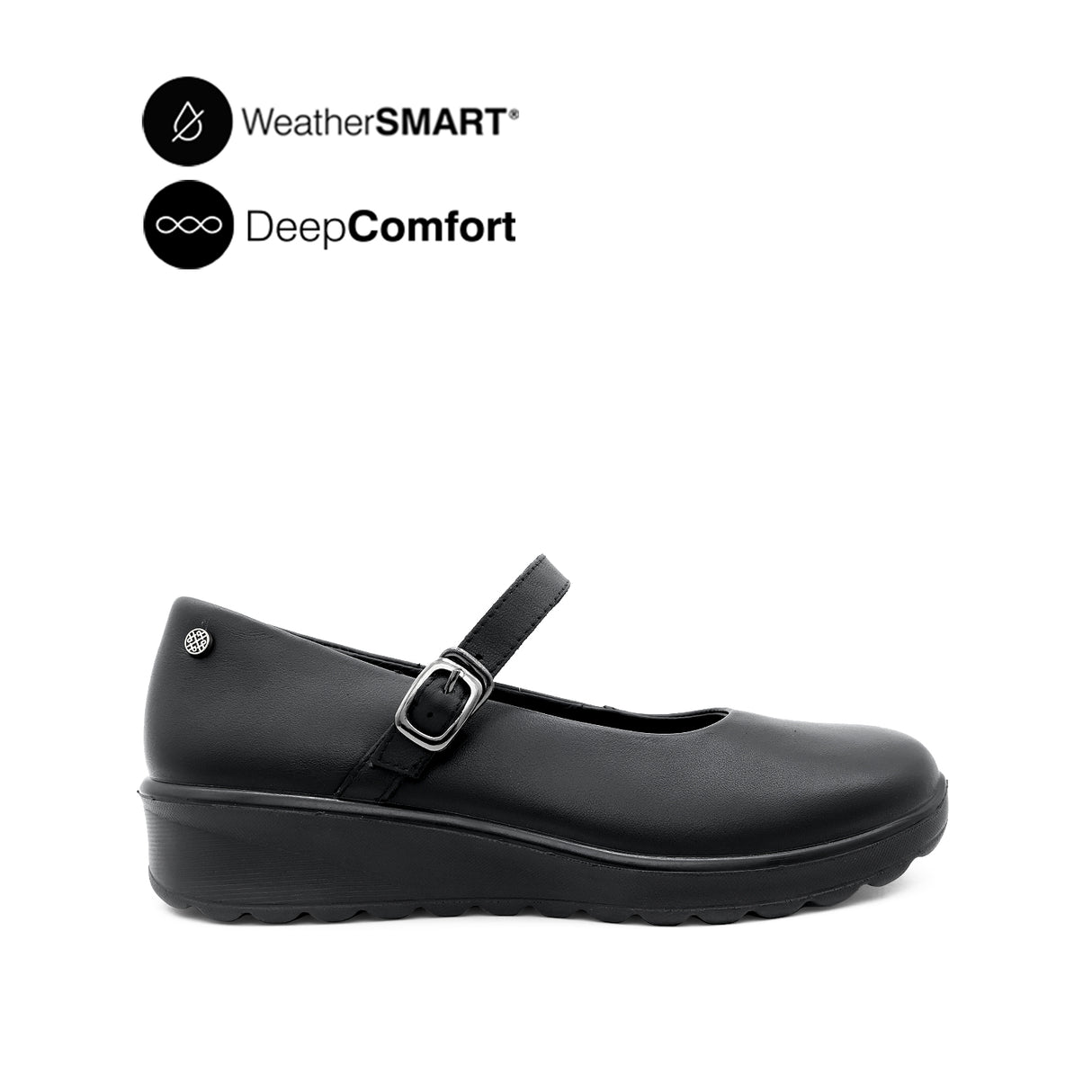 Riley Mary Jane Women's Shoes - Black Leather WP