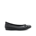 Stella Bow Women's Shoes - Black Coated Leather