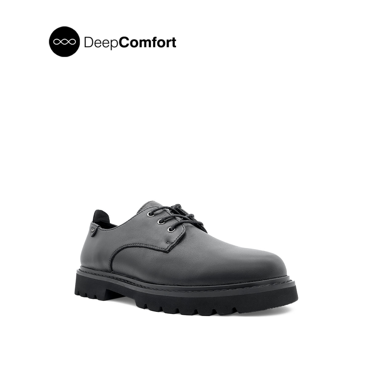 Patsey Lace Up Women's Shoes - Black Leather Plain Toe