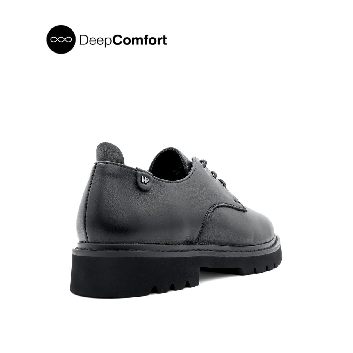 Patsey Lace Up Women's Shoes - Black Leather Plain Toe