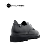 Patsey Lace Up Women's Shoes - Black Leather Plain Toe