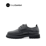 Patsey Lace Up Women's Shoes - Black Leather Plain Toe