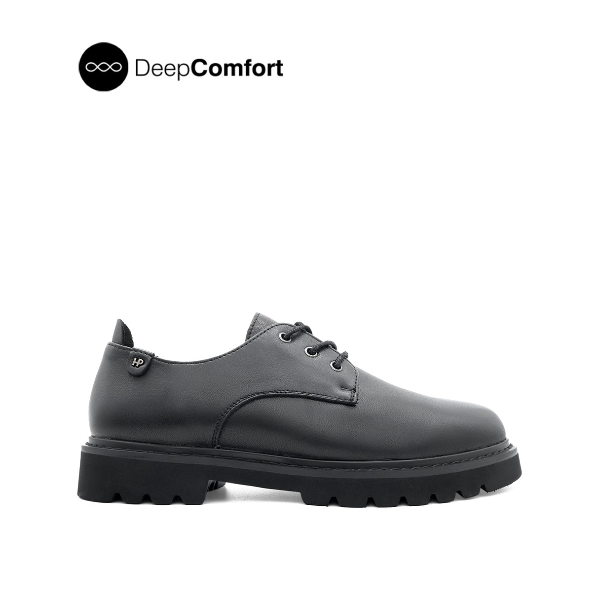 Patsey Lace Up Women's Shoes - Black Leather Plain Toe