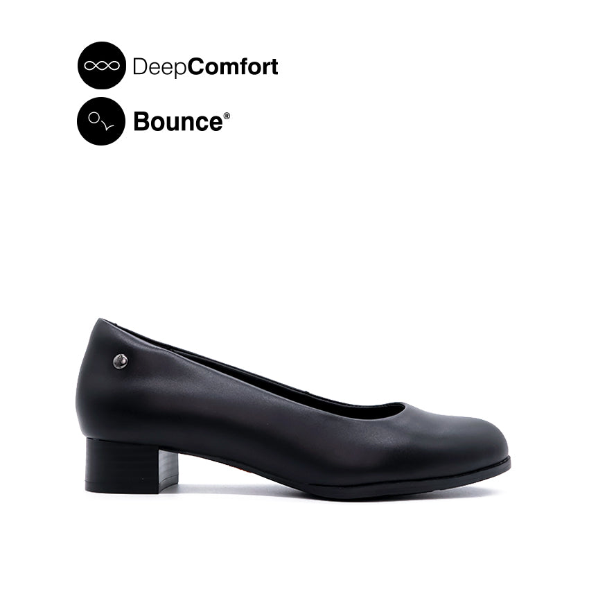 Genie Pump Women's Shoes - Black Leather