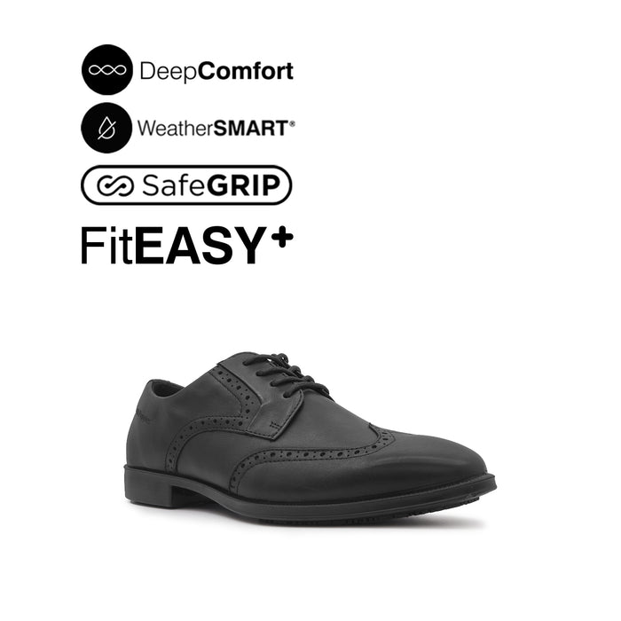 Otom Lace Up Wingtip Men's Shoes - Black Leather Waterproof Hush Puppies Philippines