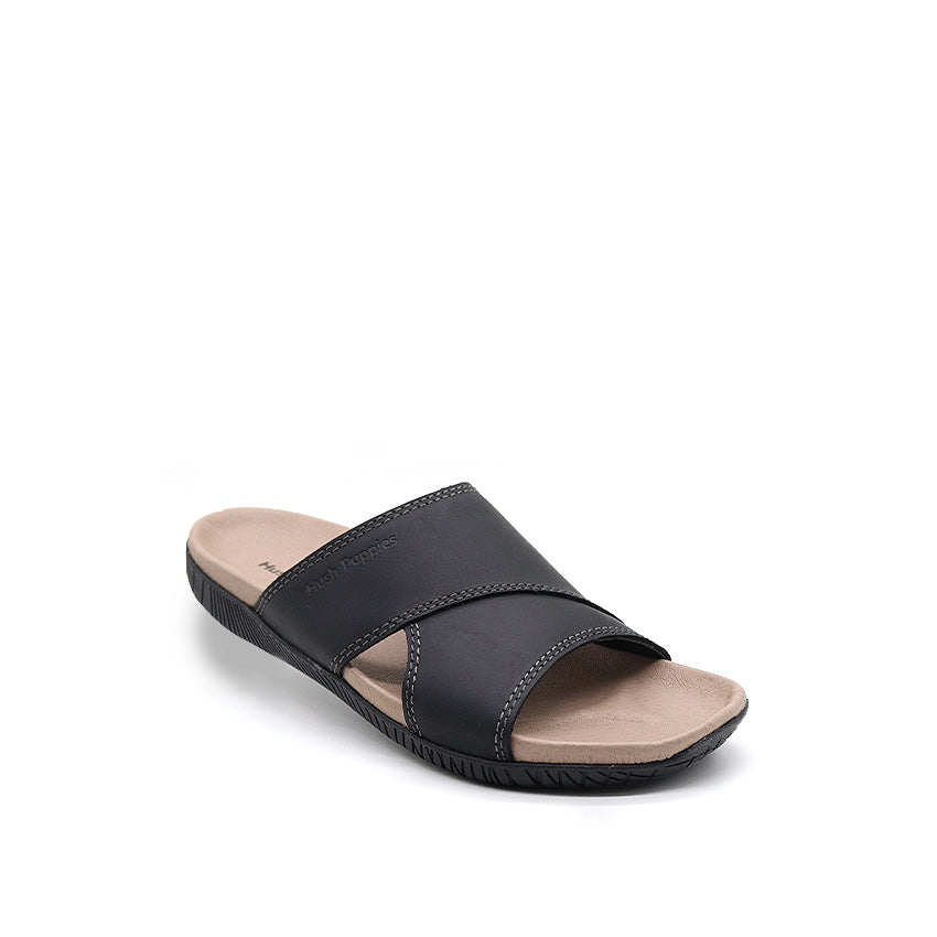 Gaius Slide Men's Sandals - Black Leather