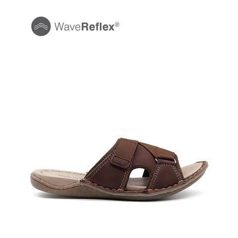 Gemini Velcro Strap Men's Sandals - Brown Nubuck Textile