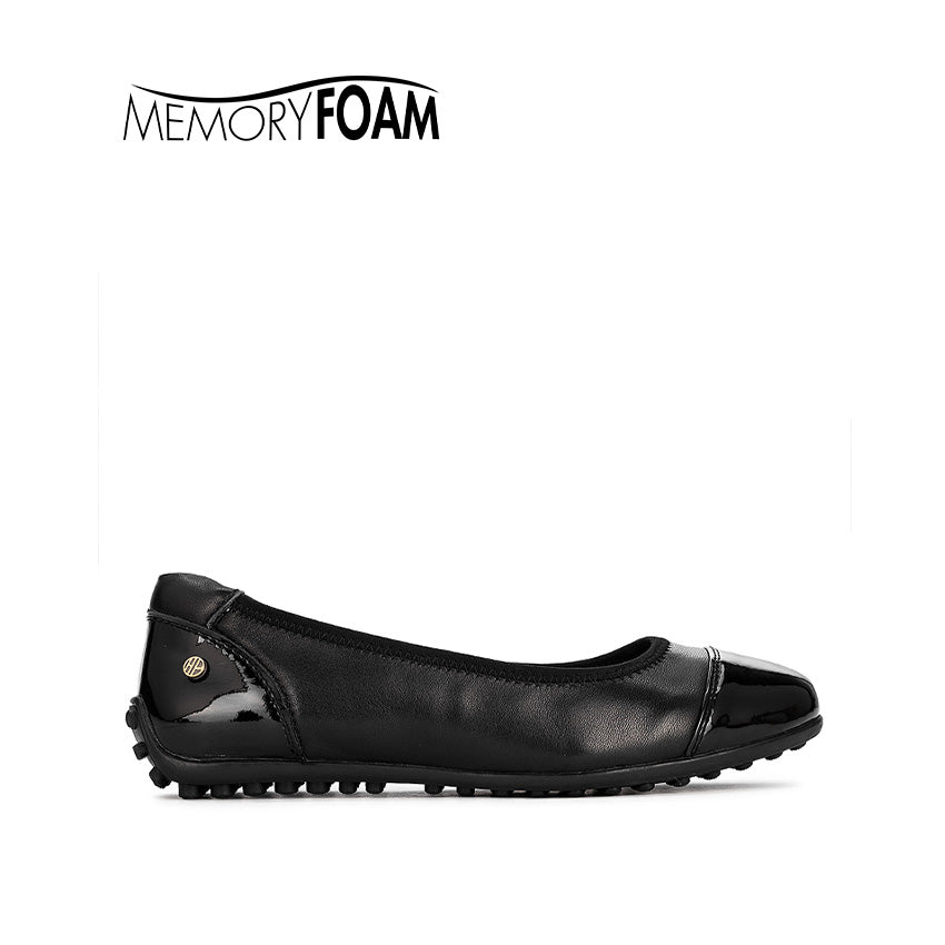 Atasha Toe Cap Women's Shoes - Black Leather