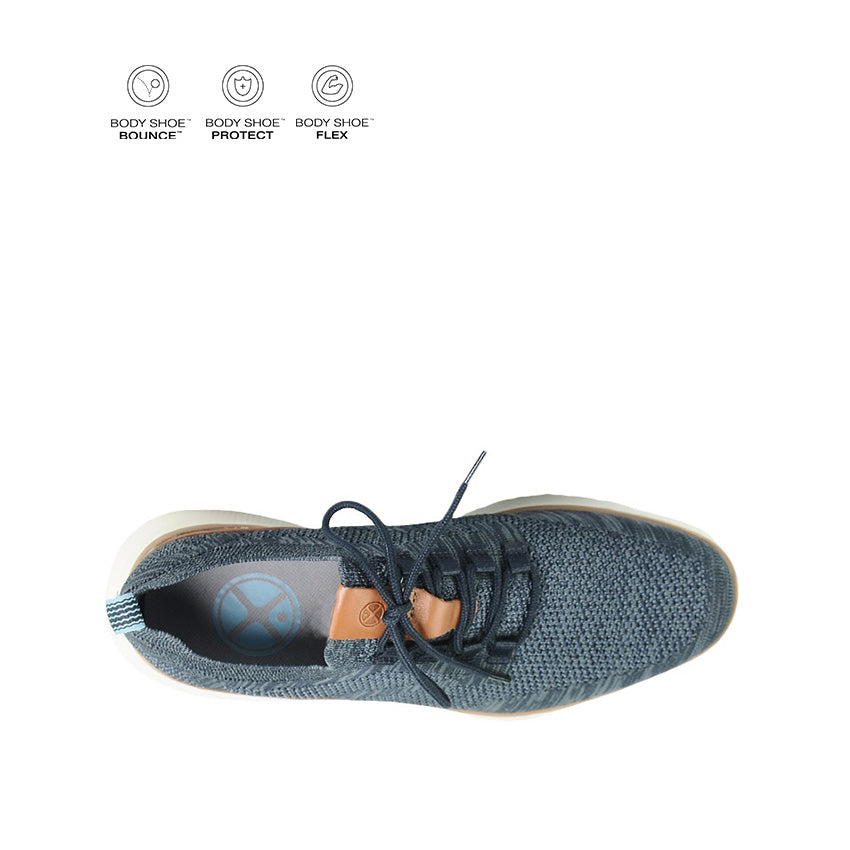Advance Knit LaceUp Men's Shoes - Navy Blue Textile