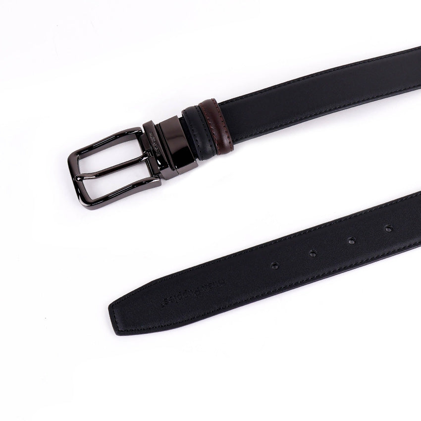 Reza Pin Clip Reversible Men's Belt - Black & Dark Brown