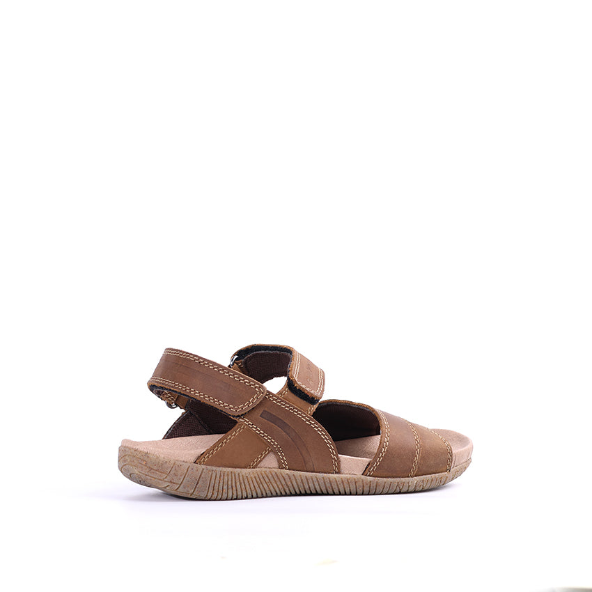 Gaius Backstrap Men's Sandals - Brown Leather