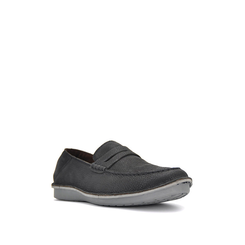 Weaver Penny Men's Shoes - Black Tumbled Leather