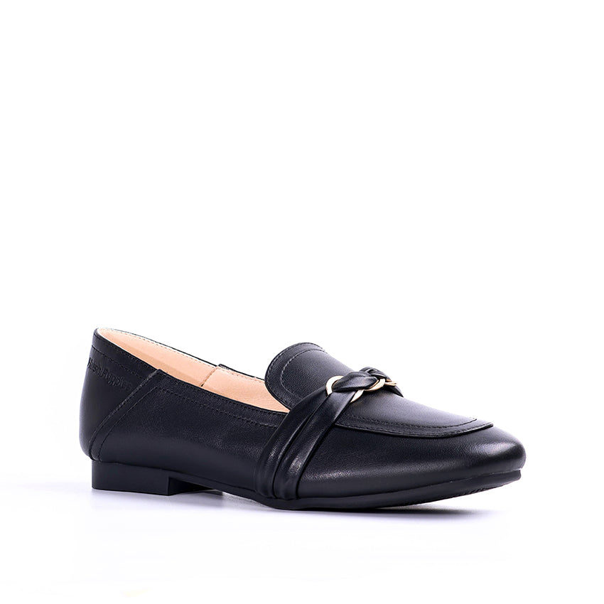Essence Bit Loafer Women's Shoes - Black Leather