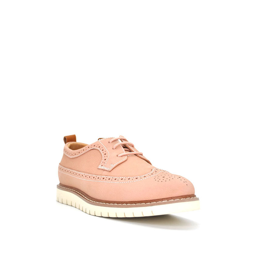 Camry Wingtip Women's Shoes - Pale Pink Nubuck