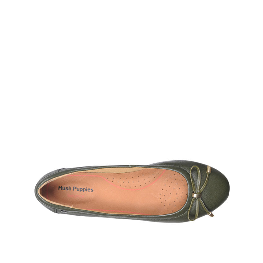 Claude Bow Women's Shoes - Olive Leather
