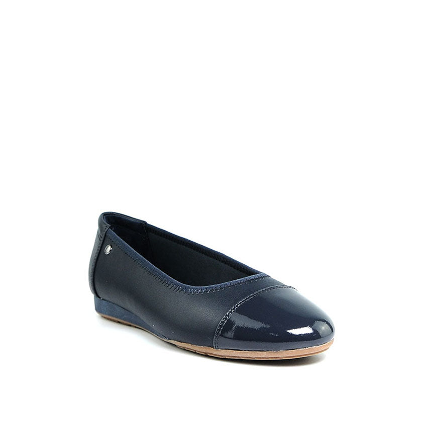 Ebony Toe Cap Women's Shoes - Midnight Blue Leather
