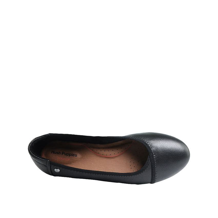 Ebony Vague Toe Cap Women's Shoes - Black Leather