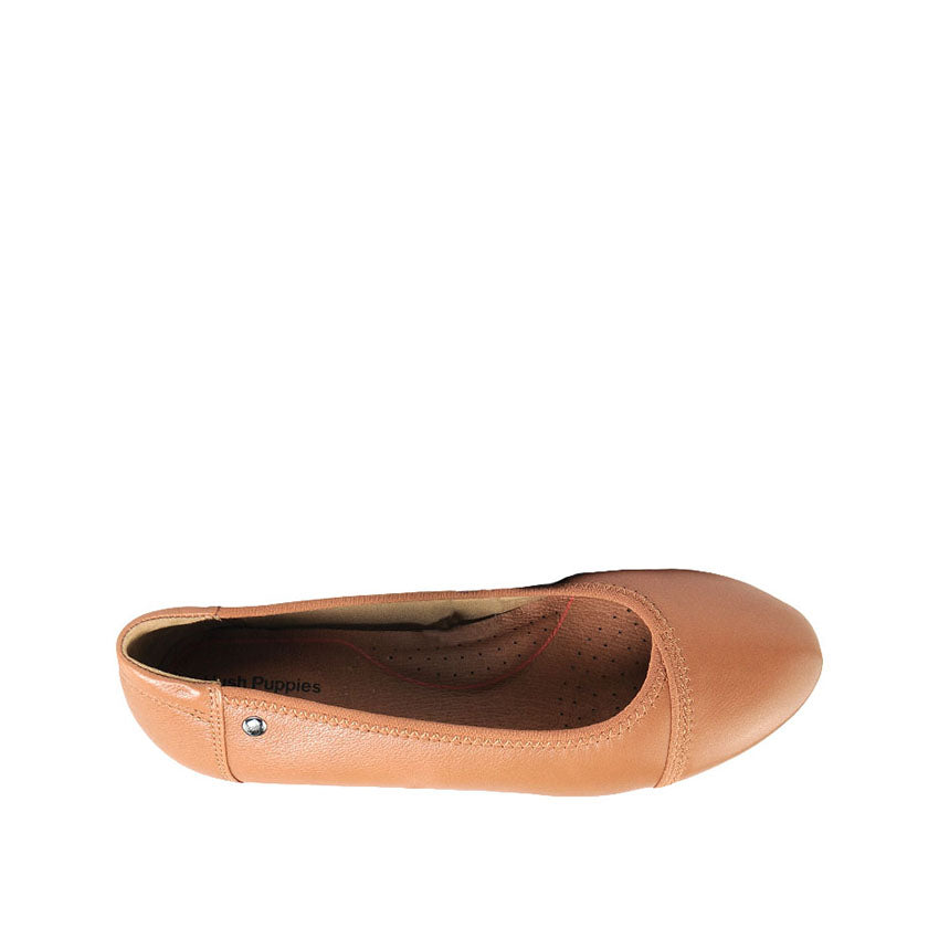 Ebony Vague Toe Cap Women's Shoes - Tan Leather