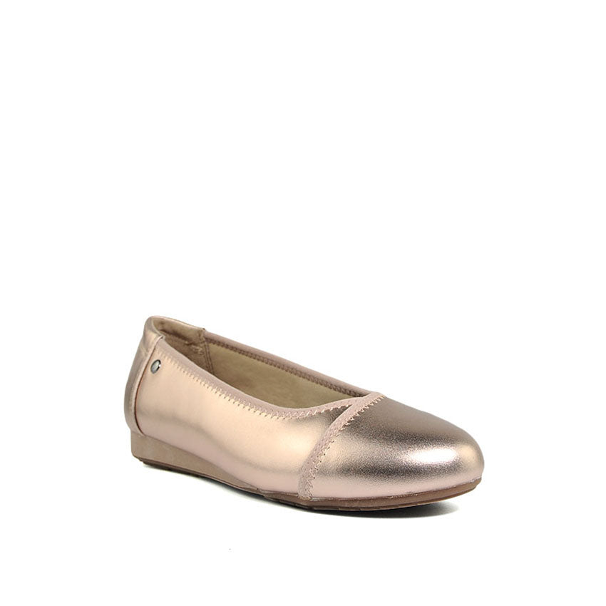 Ebony Vague Toe Cap Women's Shoes - Rose Gold Leather