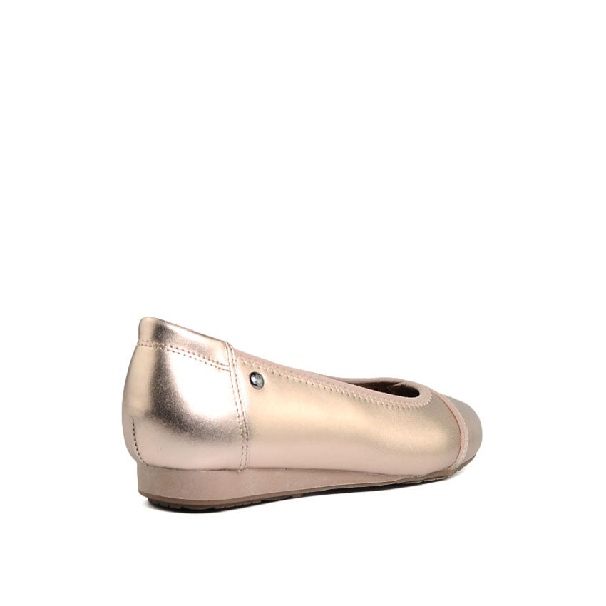Ebony Vague Toe Cap Women's Shoes - Rose Gold Leather