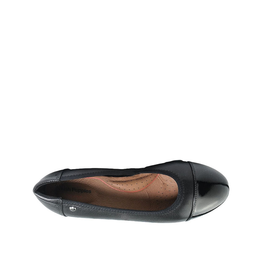 Ebony Toe Cap Women's Shoes - Black Leather