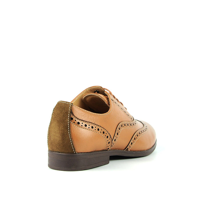 Courtney Wingtip Women's Shoes - Tan Leather