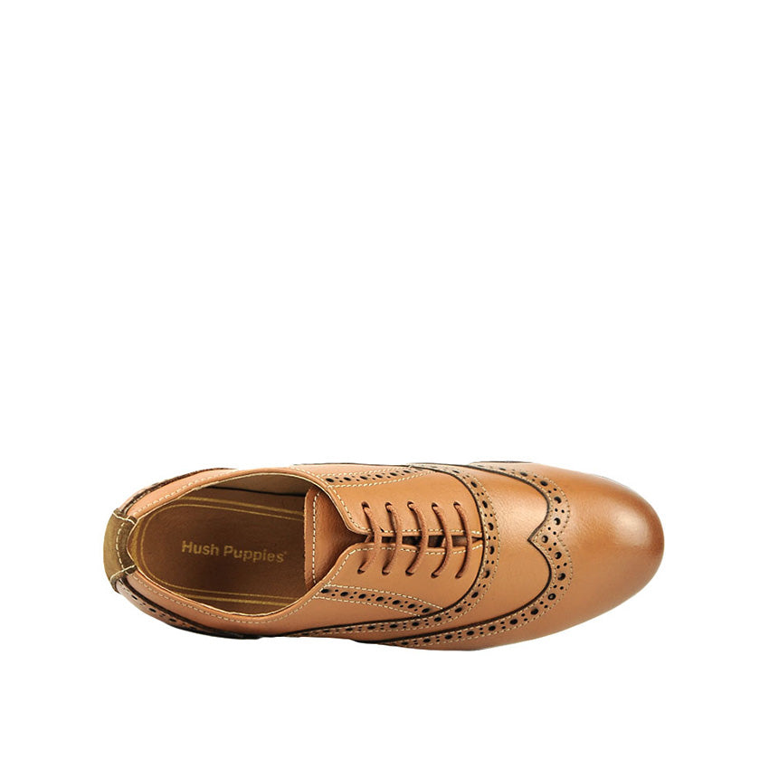 Courtney Wingtip Women's Shoes - Tan Leather