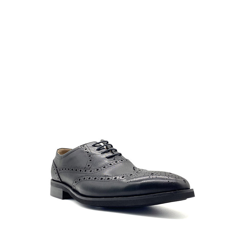 Powell Wing Tip Men's Shoes - Black Leather